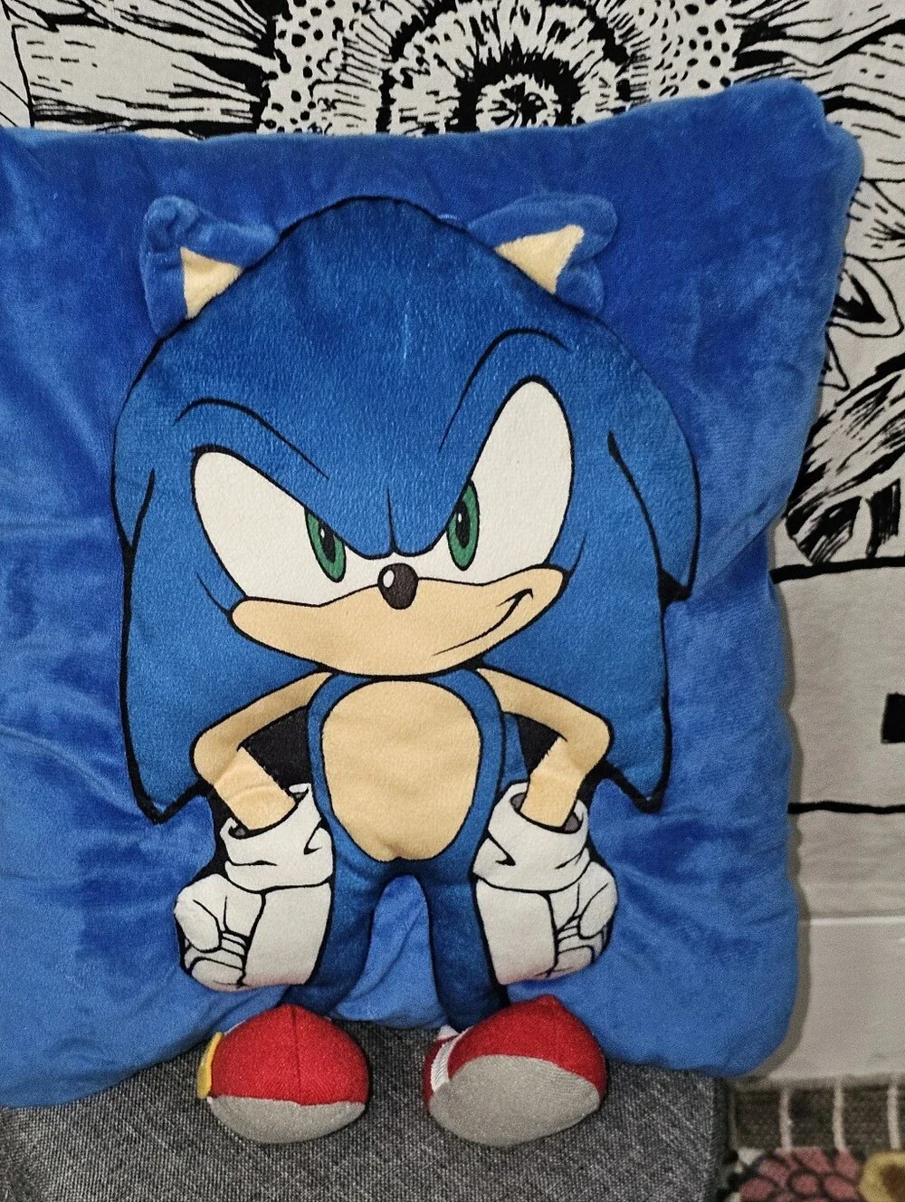 Sonic the Hedgehog Plush Pillow - Blue Character Cozy Snuggle